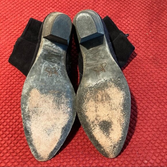 JOHN FLUEVOG Sz 10.5 Suede Stacked Heel Booties Zipper Closure - Picture 8 of 11